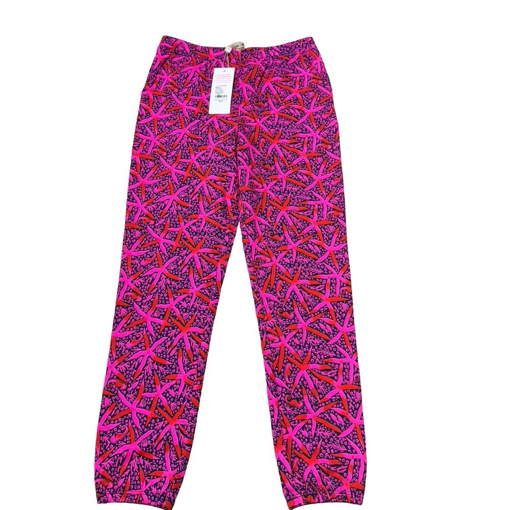 NWT lilly pulitzer mini mallie terry pant passion fruit pink star searching L